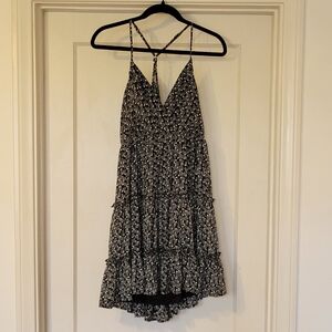 Black and white floral print baby doll dress, size M